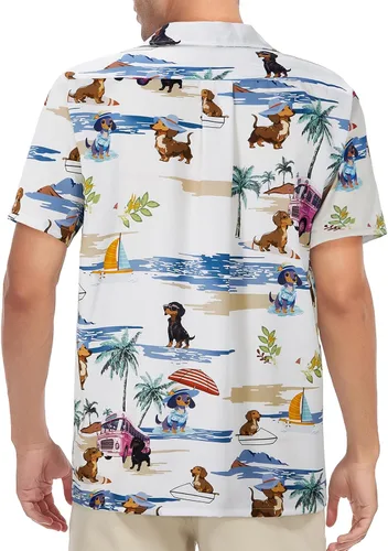 Miniatura 143 de Camisa hawaiana para hombre, con estampado floral, cómoda, con botones, casual, manga corta, ropa de playa para hombre