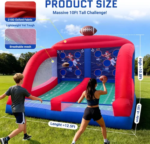 Miniatura 3 de OZIS Juegos inflables de carnaval con 4 bolas, objetivo de lanzamiento de fútbol con potente soplador, fácil configuración para comerciales