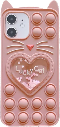 Miniatura 23 de Pop Case para iPhone 12/12 Pro, Funda de silicona con burbujas de gato negro afortunado de dibujos animados, brillo, estrellas, burbujas de arena