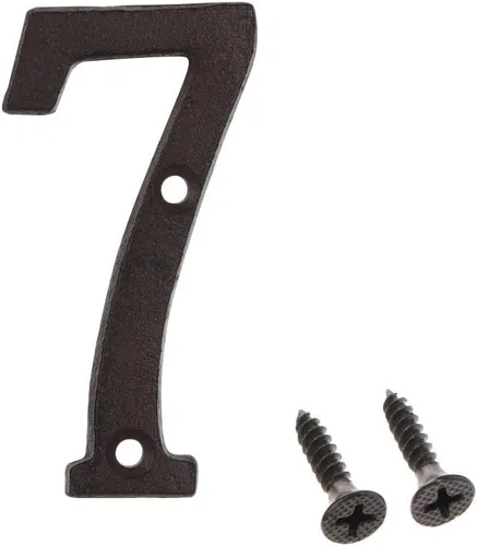 Miniatura 27 de Número de dirección de 3 pulgadas, números de casa para exterior, decoración de buzón de puerta de jardín de metal de hierro fundido con tornillos, 0