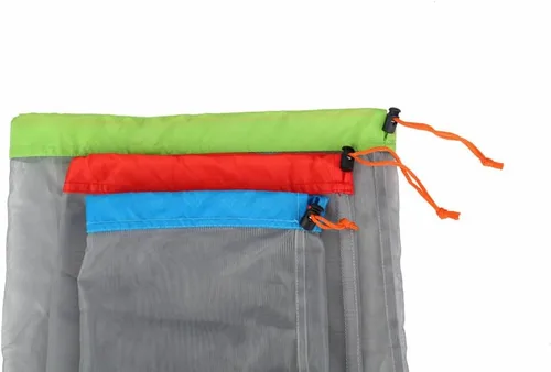 Miniatura 6 de Alemon Bolsas ligeras de malla transparente, bolsa de almacenamiento de nailon con cordón para camping, viajes, senderismo, juego de 3
