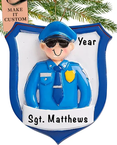 Miniatura 11 de Adorno personalizado de coche de policía 2026 Adornos de Navidad personalizados 24 horas, grabado con láser, para árbol Regalo de recuerdo