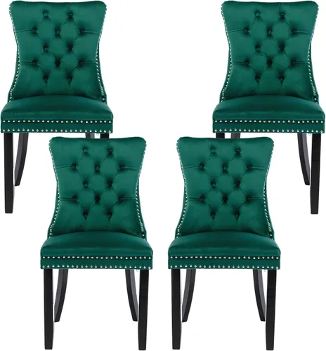 Miniatura 25 de Silla de comedor copetuda moderna de terciopelo para comedor, sillas de comedor tapizadas con remache de clavo, anillo trasero para cocina, comedor