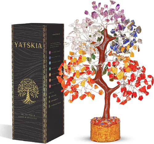 Miniatura 24 de YATSKIA - Árbol de cristal turquesa Feng Shui, alambre, bonsái Buhha, estatua reiki, Chakra curativo energía positiva, buena suerte dinero regalos