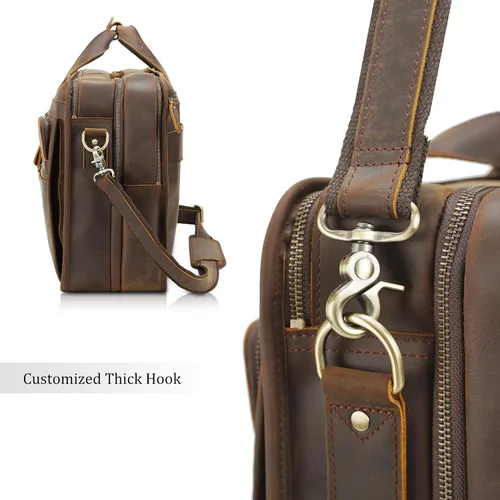 Miniatura 8 de Polare - Maletín de cuero de grano completo de 18.5 pulgadas para computadora portátil, bolsa de mensajero para hombres, grande para portátiles