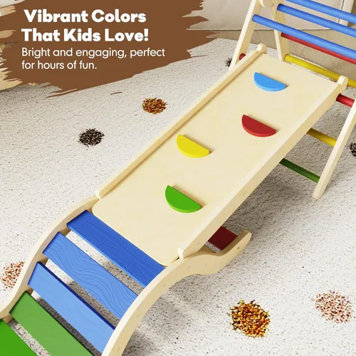 Miniatura 4 de doowroodni Conjunto de Triángulo Pikler 7 en 1 Juguetes de Escalada para Niños Pequeños Interior Plegables Juguetes de Escalada para Bebés de Madera
