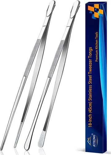 Miniatura 13 de Jetkong 2 pinzas de cocina de 40.6 cm, extra grandes, de acero inoxidable, para alimentos, pinzas de cocina gigantes (color dorado)