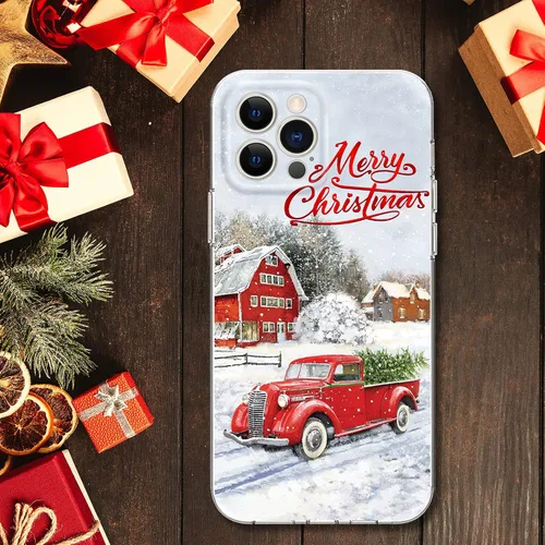 Miniatura 7 de Newseego Funda de Navidad para iPhone 12 Pro Max, serie a prueba de golpes, antiamarilla, policarbonato duro + TPU para mujeres y niñas, lindo coche