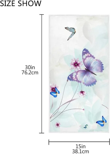 Miniatura 3 de Pfrewn Toallas de mano con mariposas 3D de 16 x 30 pulgadas en primavera y verano floral lila con flores abstractas, toalla de baño pequeña, toalla