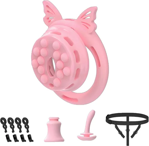 Miniatura 8 de Jaula de castidad masculina en forma de huevo con bloqueo invisible, jaula para pene con anillo de púas de sujeción completa, dispositivo
