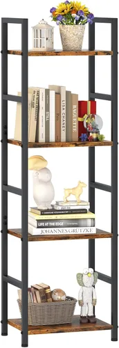 Miniatura 9 de Estantería pequeña para espacios pequeños, estantería industrial de 2 niveles, organizador de almacenamiento estrecho para sala de estar, dormitorio