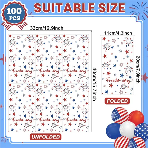 Miniatura 2 de gisgfim 100 piezas de servilletas de papel desechables con estrellas patrióticas para el 4 de julio, Día de la Independencia, servilletas