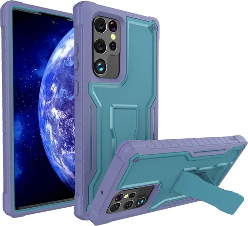Miniatura 13 de Funda para Samsung Galaxy S22 Ultra 5G (no es compatible con teléfonos no Plus o Plus), protección de grado militar a prueba de golpes, soporte Azul