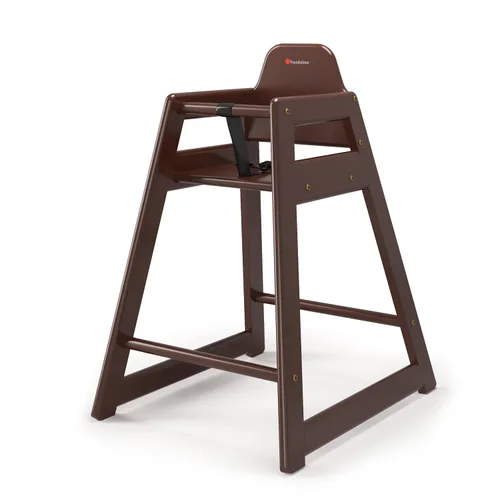 Foundations Neat Seat Trona de madera para restaurantes, fácil de limpiar, pies "sin puntas", arnés de seguridad de 3 puntos, madera dura duradera,