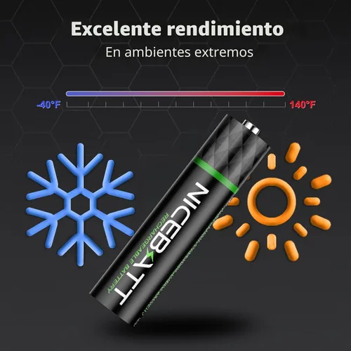 Miniatura 4 de NICEBATT Baterías AAA recargables de 1100 mAh, batería Premium NiMH Triple A de baja autodescarga, 16