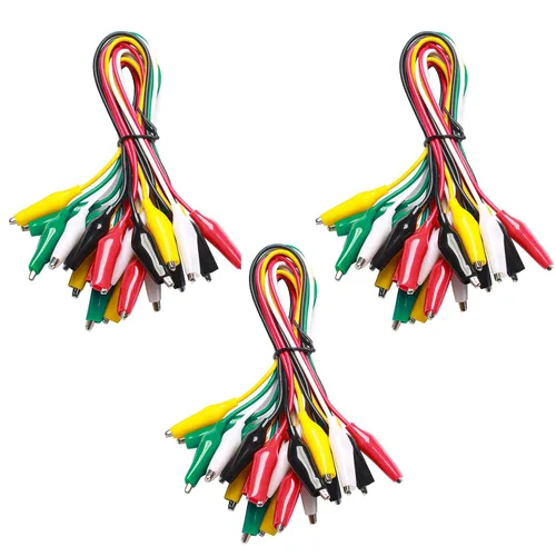 Miniatura 10 de WGGE WG-026 Juego de cables de prueba de 10 piezas y 5 colores y clips de cocodrilo, cable de cobre de 20.5 pulgadas/22 AWG. Los clips soldados