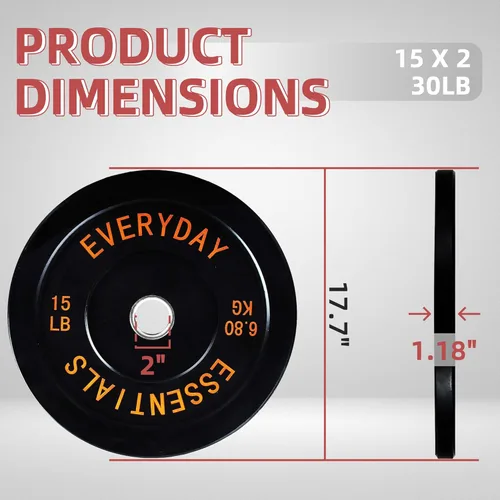 Miniatura 5 de Fitvids Placas de Tope Olímpicas de 2 Pulgadas, Placas de Peso Perfectas para Levantamiento de Pesas y Entrenamiento de Fuerza, Múltiples Pesos