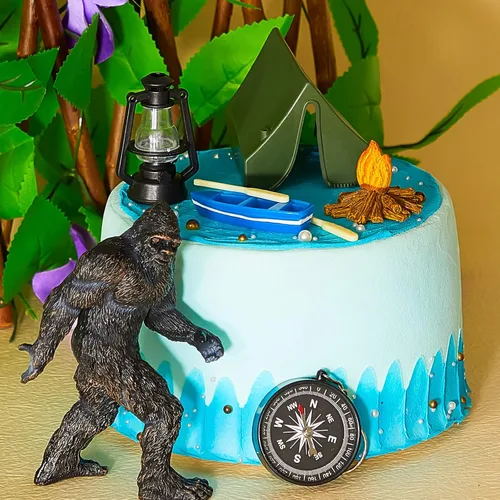 Miniatura 3 de 12 piezas de decoración de pastel de campamento con temática de campamento para fiesta de cumpleaños, incluye estatua de pie grande, tienda