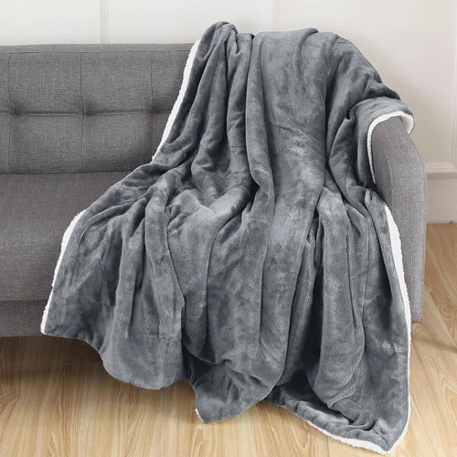 Miniatura 37 de Elegant Comfort Manta de Sofá Reversible de Sherpa Sólida, Manta para Todas las Estaciones - Súper Suave, Acogedora y Afelpada - Manta Decorativa