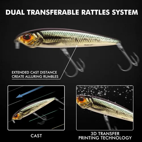 Miniatura 4 de TRUSCEND PoPobait con ganchos BKK, señuelos de pesca para lubina, lucio, lucio, perca almizclada, señuelo flotante para agua dulce o salada