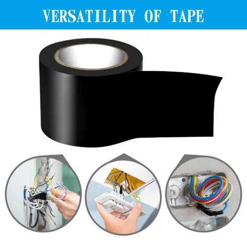 Miniatura 5 de Maveek 2 rollos de cinta eléctrica de PVC de 2 pulgadas, impermeable, cinta aislante de reparación, rollo de color negro, para tuberías o ventanas