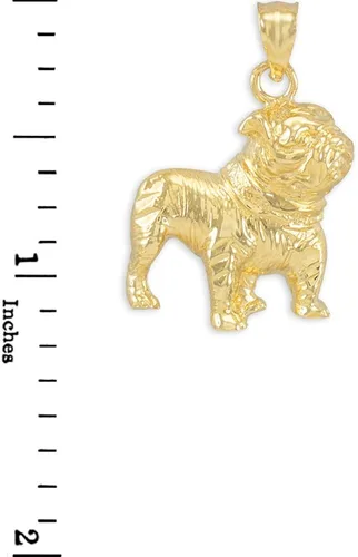 Miniatura 2 de Colgante de oro amarillo pulido de 10 quilates con diseño de bulldog inglés