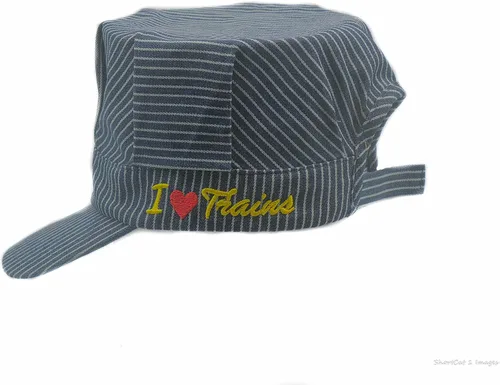 Miniatura 3 de Sombrero de ingeniero de tren para adultos, sombrero de ingeniero de motor de vapor rojo para hombre I trenes, marino