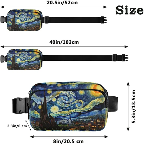 Miniatura 3 de Van Gogh Starry Night Riñoneras para mujeres y hombres - Riñonera cruzada H130129, 21340594, Talla única, Moda