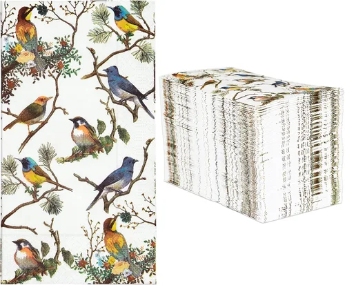 Miniatura 8 de 100 toallas desechables de papel de 3 capas para baño, servilletas de pájaros de primavera, decoración diaria para cenas, bodas, fiestas de té