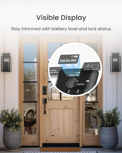 Miniatura 6 de DESLOC Smart Lock D110 Plus, cerradura de puerta delantera inteligente con huella digital WiFi con teclado de pantalla táctil, control remoto