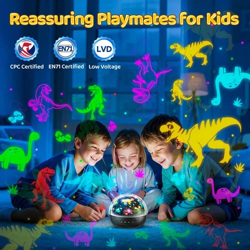 Miniatura 6 de Staryou Juguetes de dinosaurio para niños de 3 a 5, 【Control remoto+3 películas+93 efectos】 Juguetes de dinosaurio para niños de 2 a 4, 【3 Negro