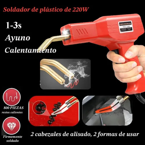 Miniatura 7 de Soldador de plástico mejorado de 220W, kit de soldadura de plástico 2 en 1, kit de soldador de reparación de plástico con grapadora en caliente