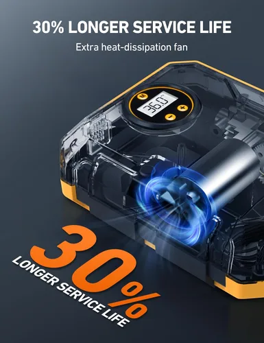 Miniatura 8 de AstroAI Inflador de neumáticos Compresor de aire portátil 150PSI 12V DC/110V AC con motores metálicos duales Bomba de aire para neumáticos