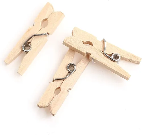 Miniatura 4 de CCINEE 150 pinzas de madera natural dorada de 1 pulgada, pines de ropa pequeños, clips de madera con textura natural para proyectos de bricolaje