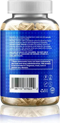 Miniatura 8 de Multivitamínico 37 en 1 para mujer para apoyo inmunológico y estrés, refuerzo de energía, salud ósea y de la piel y crecimiento del cabello