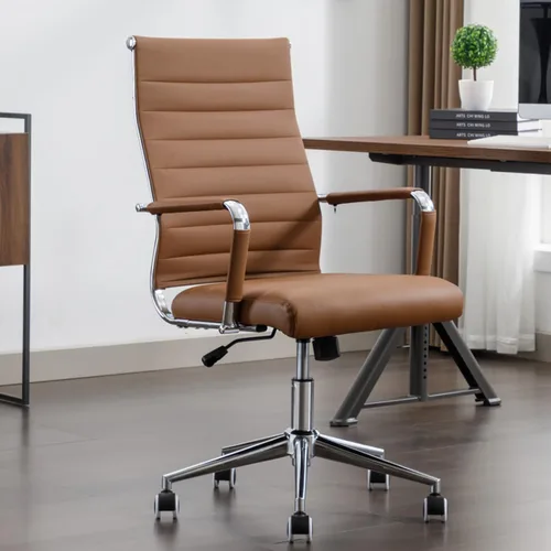 Silla de escritorio de oficina de cuero, sillas de sala de conferencias con ruedas, silla ejecutiva moderna de respaldo alto, ergonómica giratoria y