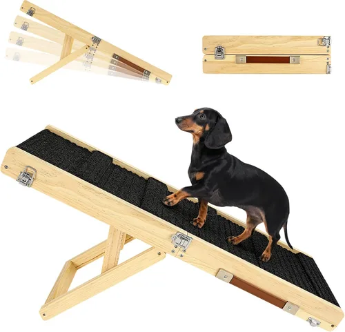 Miniatura 10 de Rampa para perros mejorada 2026 para sofá, rampa plegable para perros pequeños para sofá, 4 alturas ajustables de 13 a 21 pulgadas, escalones