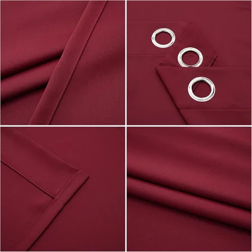 Miniatura 5 de Pickluc 2 paneles de cortinas opacas con ojales de 63 pulgadas de largo, cortinas de ventana con bloqueo de luz para dormitorio, aislamiento Rojo