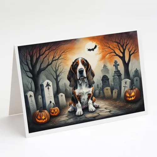 Miniatura 32 de Caroline's Treasures DAC2018GCA7P - Tarjetas de felicitación y sobres de Halloween espeluznantes de Border Collie, paquete de 8 tarjetas en blanco