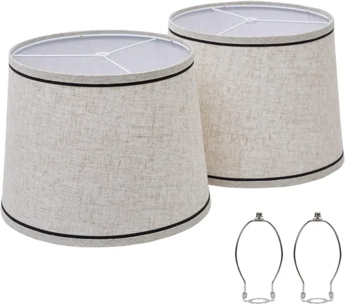Juego de 2 pantallas de lámpara de tambor, pantallas de tela para lámparas de mesa y de pie, tamaño mediano 13" de ancho superior x 11" de ancho