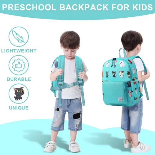 Miniatura 6 de VASCHY - Mochila preescolar para niños y niñas, liviana, resistente al agua, con correa en el pecho