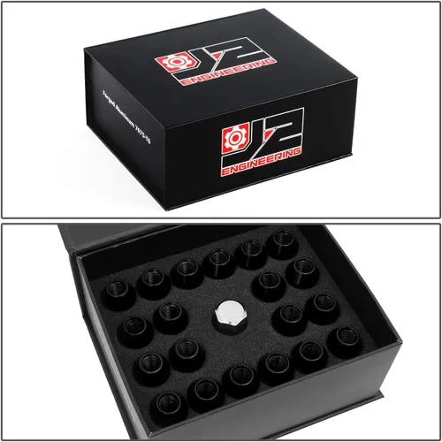 Miniatura 7 de J2 Engineering - 20 tuercas de aluminio M12 x 1.25 7075-T6 de 1.969 in con llave de enchufe (negro)