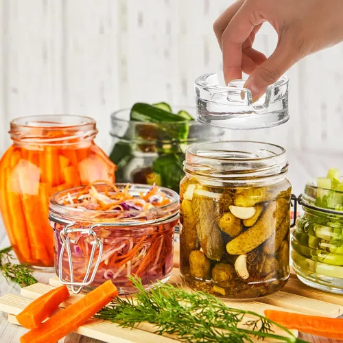 Miniatura 6 de Paquete de 9 pesas de fermentación con mango de fácil agarre, kit de fermentación de vidrio, tapas de fermentación para frascos Mason de boca ancha
