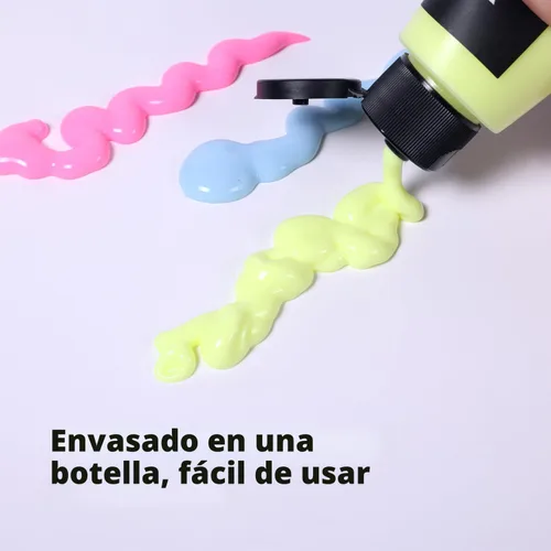 Miniatura 4 de ARTME Pintura que brilla en la oscuridad, juego de pintura de luz negra de 10 colores brillantes 60ml/2oz, pintura neón para manualidades, pintura