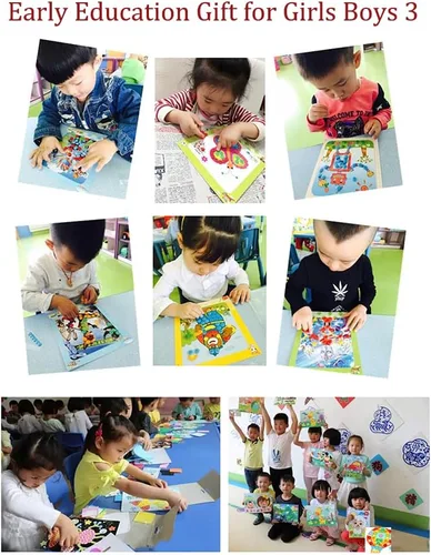 Miniatura 7 de WYNAKESHU 12 calcomanías de botón para dibujar mosaicos, kits de arte para niños, botón adhesivo, juguetes de clase de arte preescolar, regalo