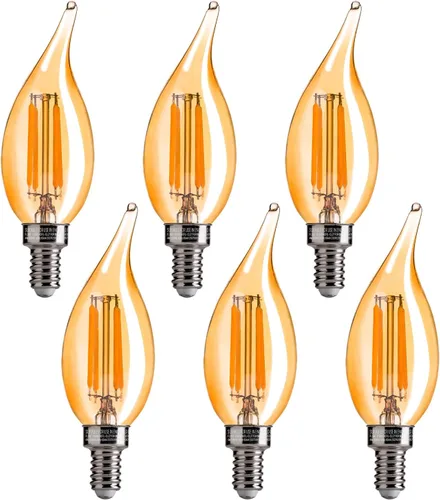 FLSNT Bombillas LED para candelabro CA11 E12, bombillas LED regulables, equivalente a 40 W, luz blanca cálida de 2200 K, 330 lm, acabado de vidrio