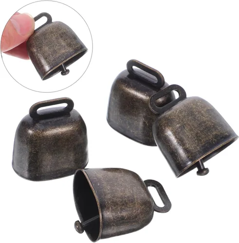 Miniatura 6 de Colgante de campana de vaca de metal manejado: 4pcs latón vaca caballo campana ovejas pastando campanas de cobre ganado granja animal fuerte bronce