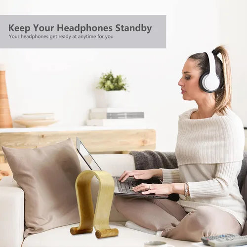 Miniatura 6 de SAMDI Soporte De Auriculares De Cuero Soporte De Auriculares Soporte Para Auriculares Universal Gaming Headset Holder - Abedul