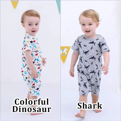 Miniatura 5 de Zanie Kids Enterizos de manga corta para bebé niño, ropa linda de algodón de verano, paquete de 2