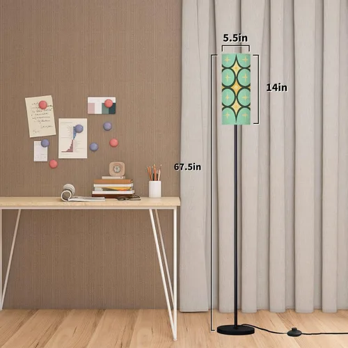 Miniatura 2 de Mid Century Modern Floor Lamps for Living Room Vintage 1950s Retro Atomic Geometric Standing Lamps with Linen Lampshade Tall Lamp Metal Pole Lamp